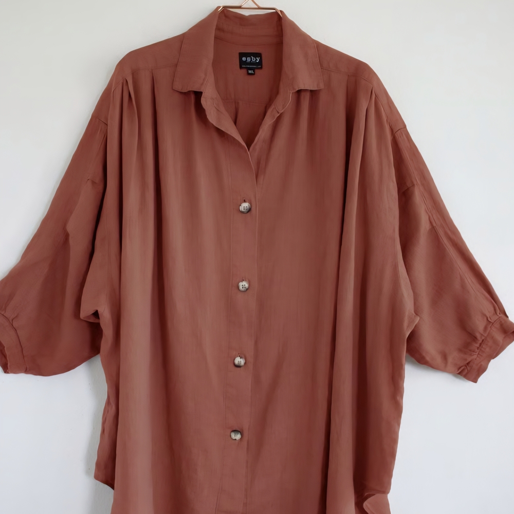 Esby Chelle Antique Brick / Rust Button-Up Tunic